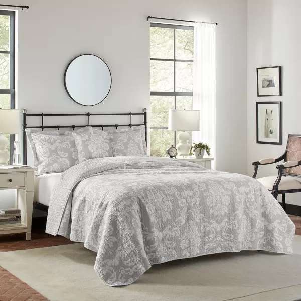 Laura Ashley- Queen Quilt Set, Cotton Reversible Bedding Set with Bonus Pillow Cover, All Season Cottage Home Décor 
