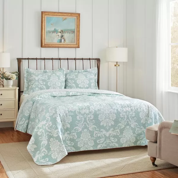 Laura Ashley- Queen Quilt Set, Cotton Reversible Bedding Set with Bonus Pillow Cover, All Season Cottage Home Décor 