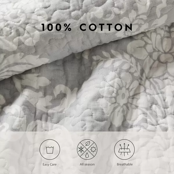 Laura Ashley- Queen Quilt Set, Cotton Reversible Bedding Set with Bonus Pillow Cover, All Season Cottage Home Décor 