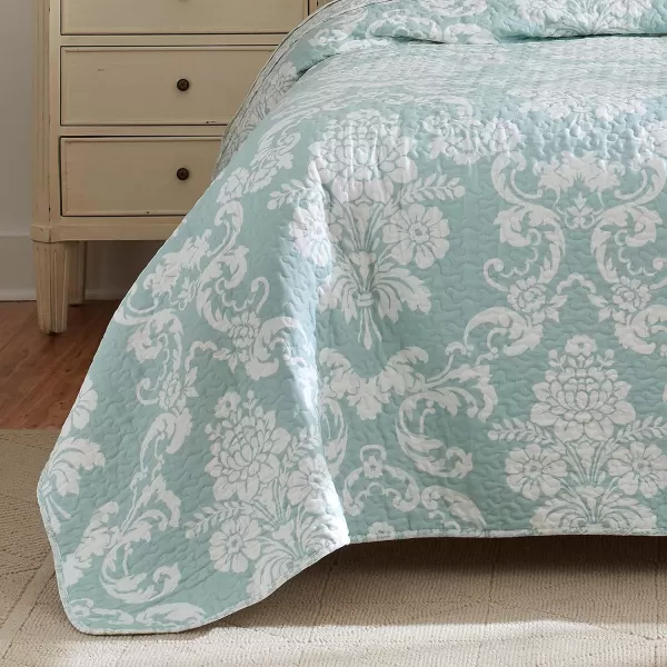 Laura Ashley- Queen Quilt Set, Cotton Reversible Bedding Set with Bonus Pillow Cover, All Season Cottage Home Décor 