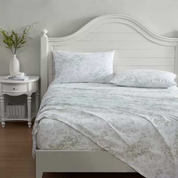 Laura Ashley - Queen Sheets, Cotton Percale Bedding Set, Lightweight &amp; Breathable Home Decor 