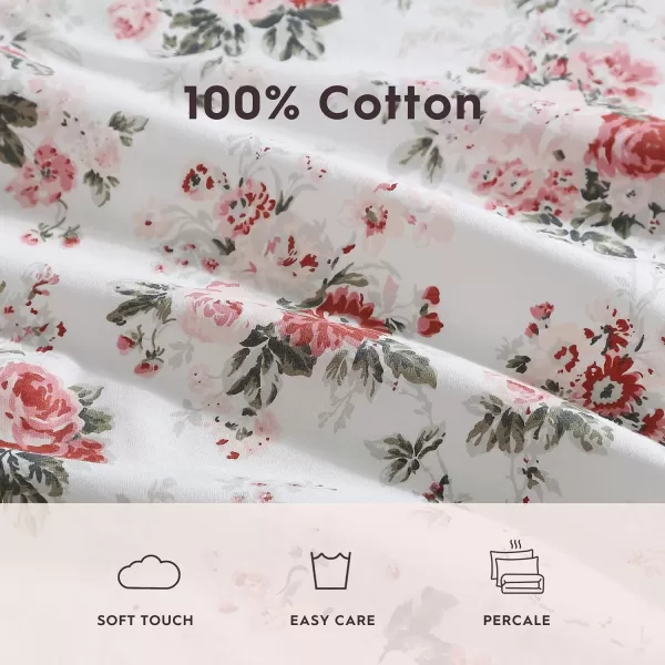 Laura Ashley - Queen Sheets, Cotton Percale Bedding Set, Lightweight &amp; Breathable Home Decor 
