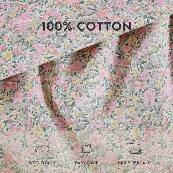 Laura Ashley - Queen Sheets, Cotton Percale Bedding Set, Lightweight &amp; Breathable Home Decor 