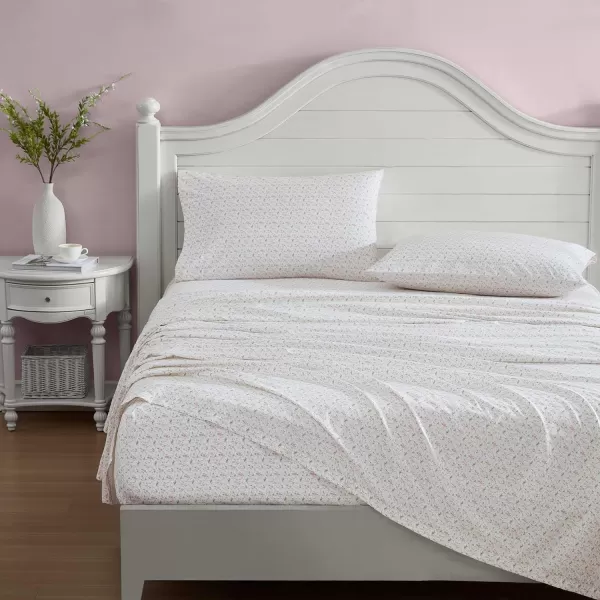 Laura Ashley - Queen Sheets, Cotton Percale Bedding Set, Lightweight &amp; Breathable Home Decor 