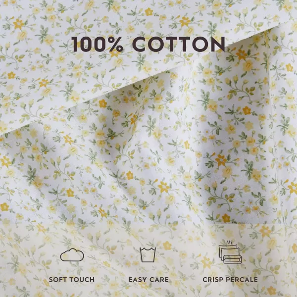 Laura Ashley - Queen Sheets, Cotton Percale Bedding Set, Lightweight &amp; Breathable Home Decor 