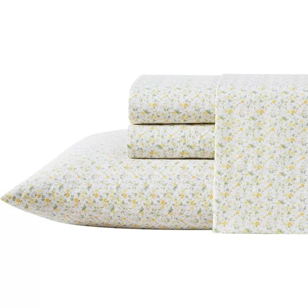 Laura Ashley - Queen Sheets, Cotton Percale Bedding Set, Lightweight &amp; Breathable Home Decor 