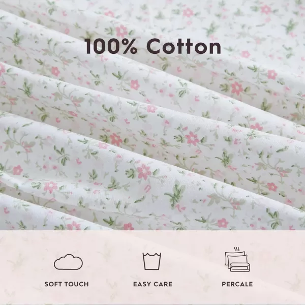 Laura Ashley - Queen Sheets, Cotton Percale Bedding Set, Lightweight &amp; Breathable Home Decor 