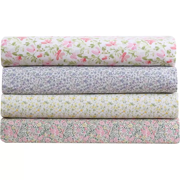 Laura Ashley - Queen Sheets, Cotton Percale Bedding Set, Lightweight &amp; Breathable Home Decor 