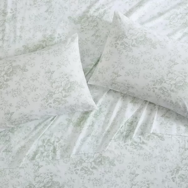Laura Ashley - Queen Sheets, Cotton Percale Bedding Set, Lightweight &amp; Breathable Home Decor 