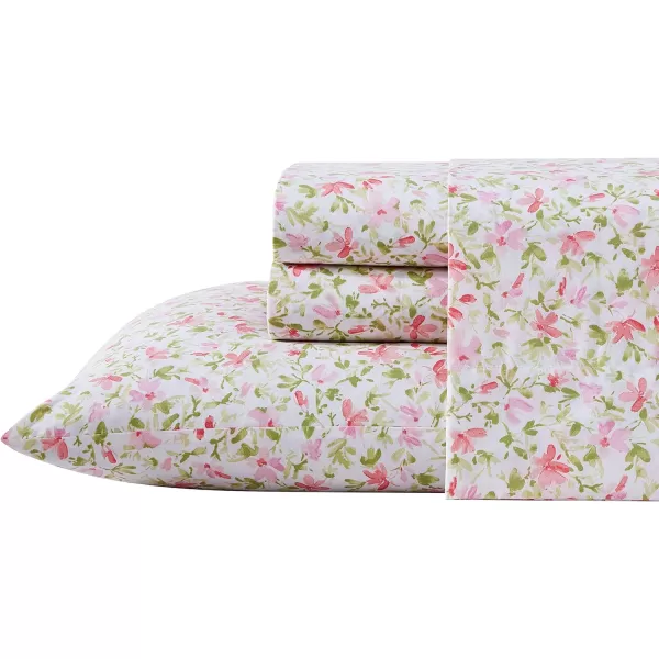 Laura Ashley - Queen Sheets, Cotton Percale Bedding Set, Lightweight &amp; Breathable Home Decor 