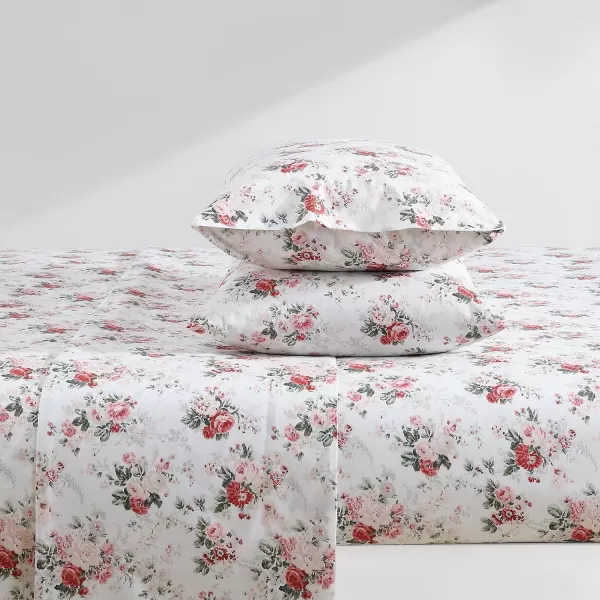 Laura Ashley - Queen Sheets, Cotton Percale Bedding Set, Lightweight &amp; Breathable Home Decor 