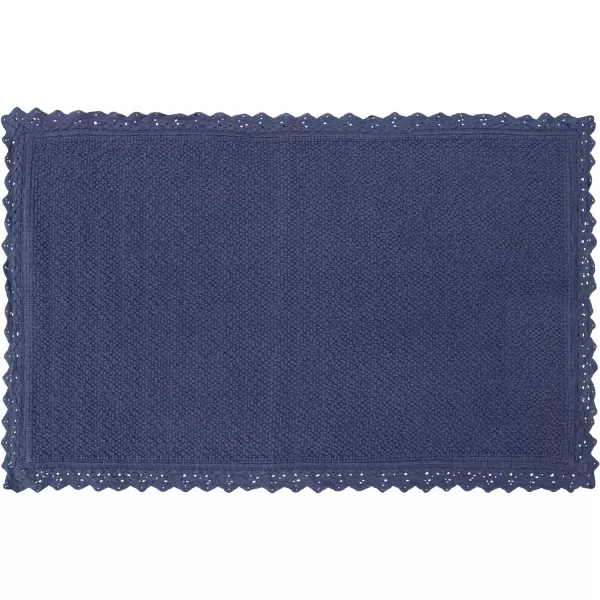 Laura Ashley Reversible Crochet Beaded Bath Rug, 17 in. x 24 in., Aqua