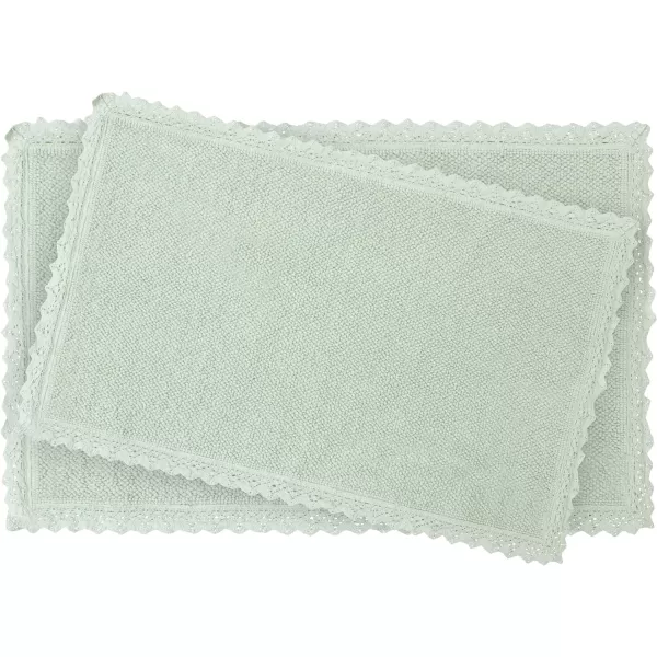 Laura Ashley Reversible Crochet Beaded Bath Rug, 17 in. x 24 in., Aqua