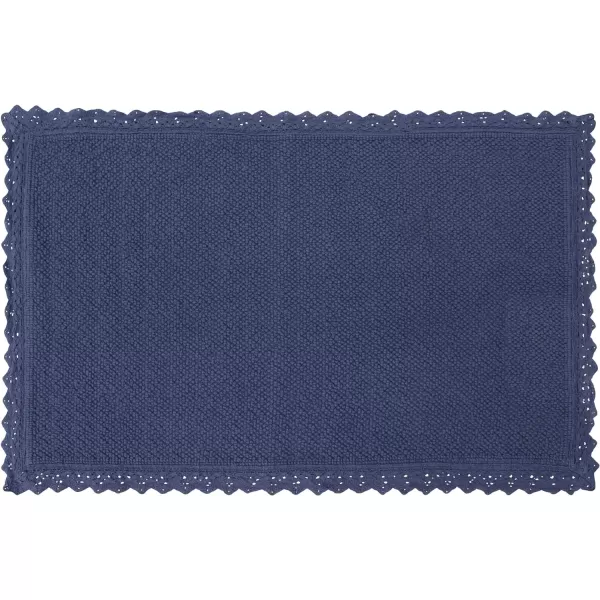 Laura Ashley Reversible Crochet Beaded Bath Rug, 17 in. x 24 in., Aqua