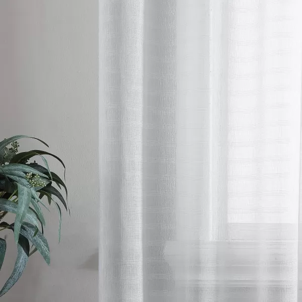 Laura Ashley Richmond 4 Panel Sheer Curtains with Rod Pocket, Each Panel Measures 38" W x 84" L, White
