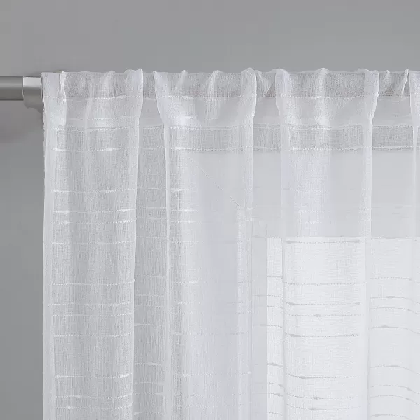 Laura Ashley Richmond 4 Panel Sheer Curtains with Rod Pocket, Each Panel Measures 38" W x 84" L, White