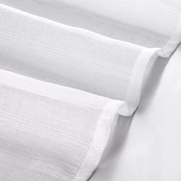 Laura Ashley Richmond 4 Panel Sheer Curtains with Rod Pocket, Each Panel Measures 38" W x 84" L, White