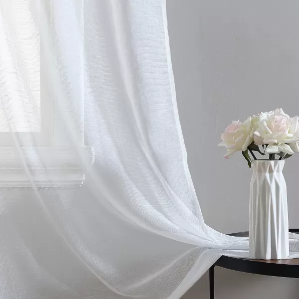 Laura Ashley Richmond 4 Panel Sheer Curtains with Rod Pocket, Each Panel Measures 38" W x 84" L, White