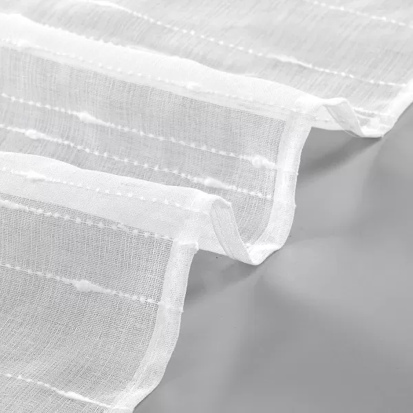 Laura Ashley Richmond 4 Panel Sheer Curtains with Rod Pocket, Each Panel Measures 38" W x 84" L, White