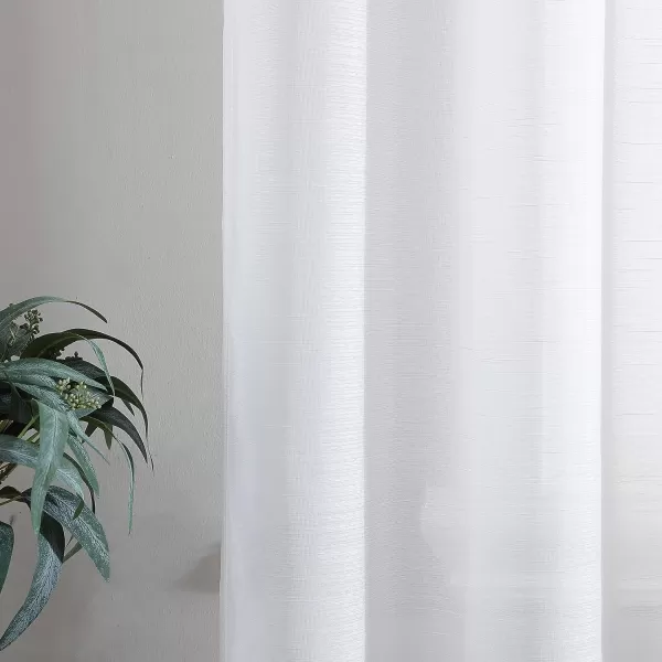 Laura Ashley Richmond 4 Panel Sheer Curtains with Rod Pocket, Each Panel Measures 38" W x 84" L, White