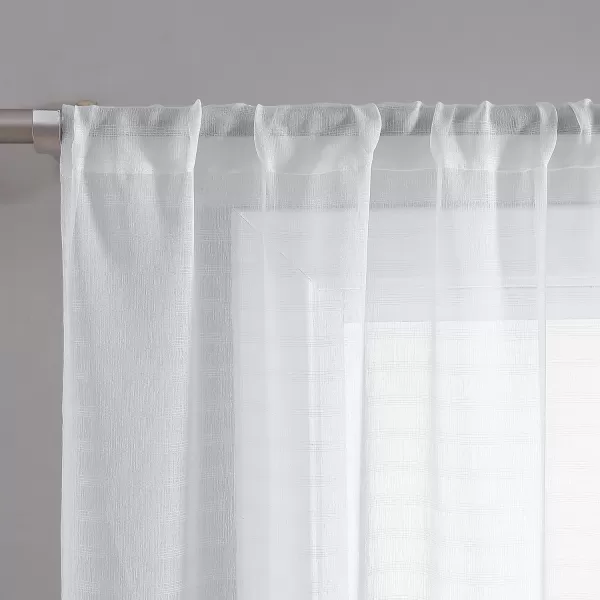 Laura Ashley Richmond 4 Panel Sheer Curtains with Rod Pocket, Each Panel Measures 38" W x 84" L, White
