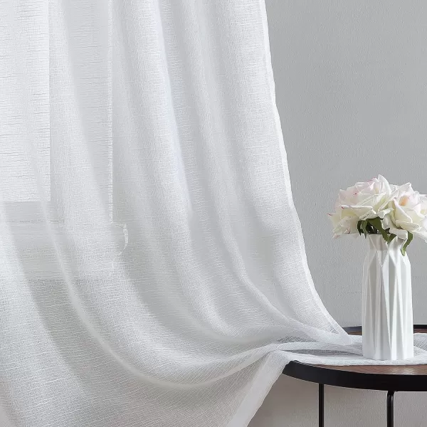 Laura Ashley Richmond 4 Panel Sheer Curtains with Rod Pocket, Each Panel Measures 38" W x 84" L, White