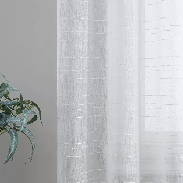 Laura Ashley Richmond 4 Panel Sheer Curtains with Rod Pocket, Each Panel Measures 38" W x 84" L, White