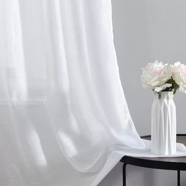 Laura Ashley Richmond 4 Panel Sheer Curtains with Rod Pocket, Each Panel Measures 38" W x 84" L, White