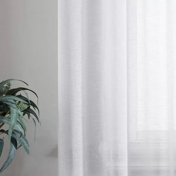 Laura Ashley Richmond 4 Panel Sheer Curtains with Rod Pocket, Each Panel Measures 38" W x 84" L, White