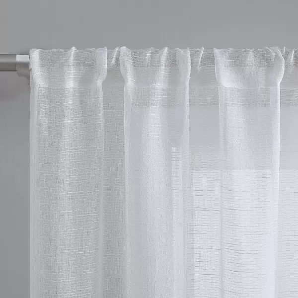 Laura Ashley Richmond 4 Panel Sheer Curtains with Rod Pocket, Each Panel Measures 38" W x 84" L, White