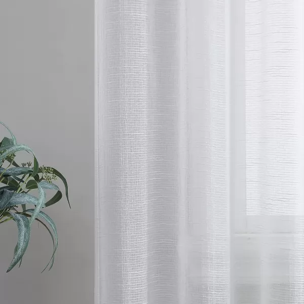 Laura Ashley Richmond 4 Panel Sheer Curtains with Rod Pocket, Each Panel Measures 38" W x 84" L, White