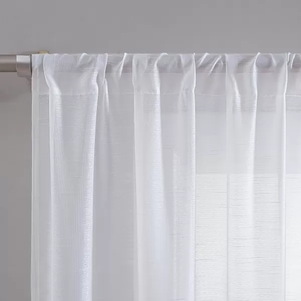 Laura Ashley Richmond 4 Panel Sheer Curtains with Rod Pocket, Each Panel Measures 38" W x 84" L, White