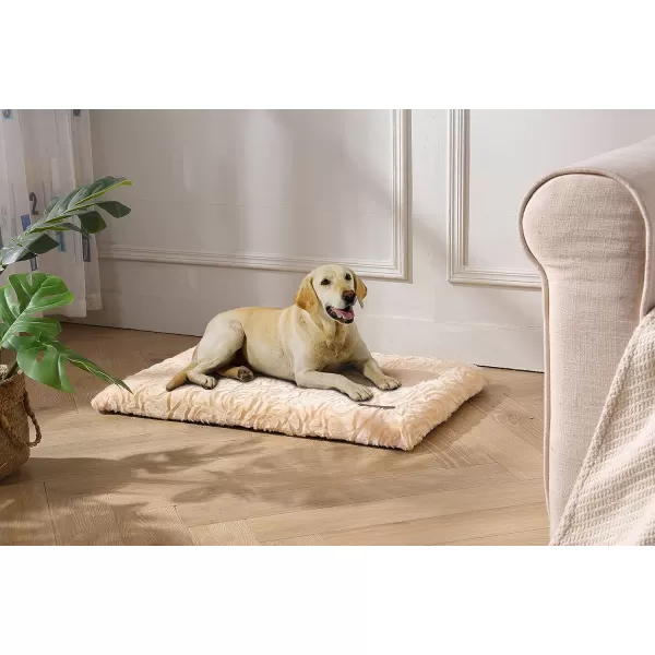 Laura Ashley Roslyn Orthopedic Dog Bed, Dog Crate Pet Mat, Comfortable, Supportive and Cozy, Washable Stylish Plush Fabric Cover, Large 35" W x 22" L, Navy