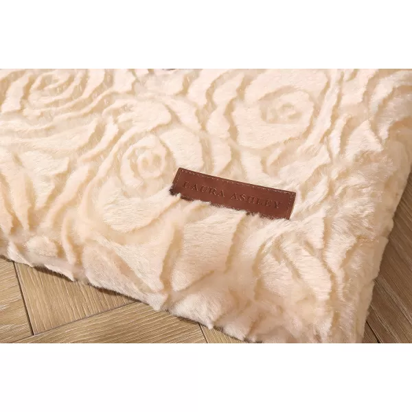 Laura Ashley Roslyn Orthopedic Dog Bed, Dog Crate Pet Mat, Comfortable, Supportive and Cozy, Washable Stylish Plush Fabric Cover, Large 35" W x 22" L, Navy