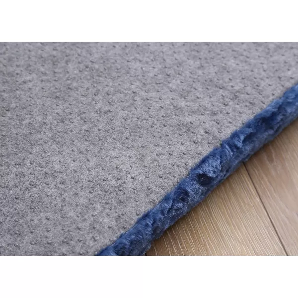 Laura Ashley Roslyn Orthopedic Dog Bed, Dog Crate Pet Mat, Comfortable, Supportive and Cozy, Washable Stylish Plush Fabric Cover, Large 35" W x 22" L, Navy