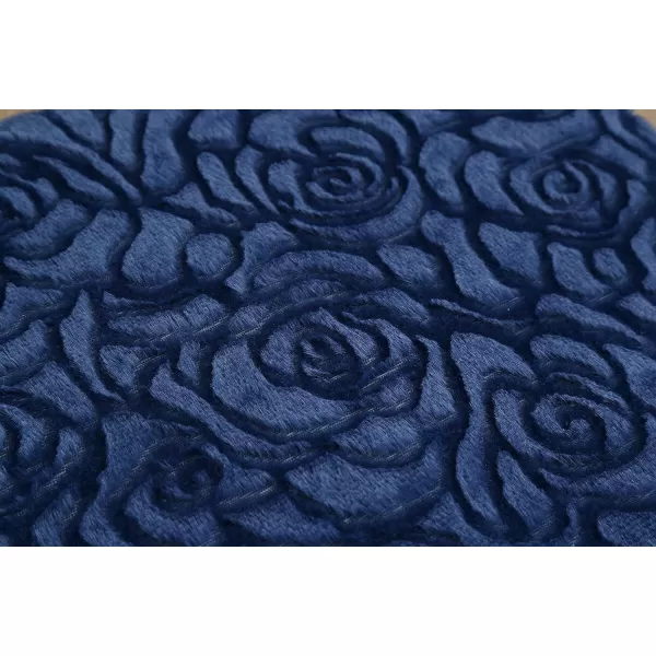 Laura Ashley Roslyn Orthopedic Dog Bed, Dog Crate Pet Mat, Comfortable, Supportive and Cozy, Washable Stylish Plush Fabric Cover, Large 35" W x 22" L, Navy