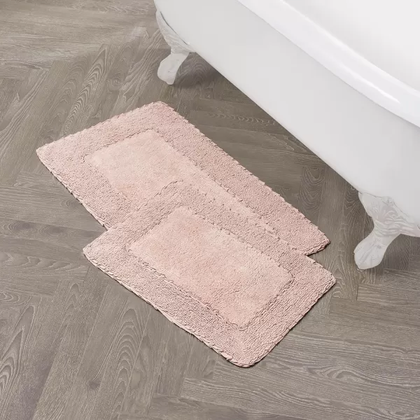 Laura Ashley Ruffle Cotton 2-Piece Bath Rug Set, Ivory