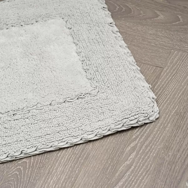 Laura Ashley Ruffle Cotton 2-Piece Bath Rug Set, Ivory
