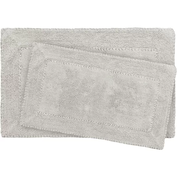 Laura Ashley Ruffle Cotton 2-Piece Bath Rug Set, Ivory