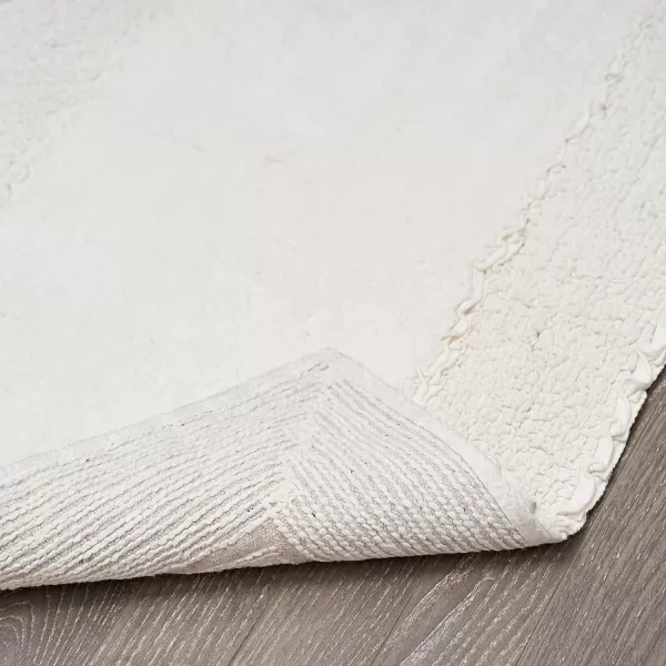 Laura Ashley Ruffle Cotton 2-Piece Bath Rug Set, Ivory