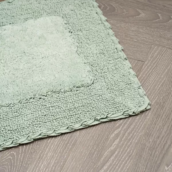 Laura Ashley Ruffle Cotton 2-Piece Bath Rug Set, Ivory