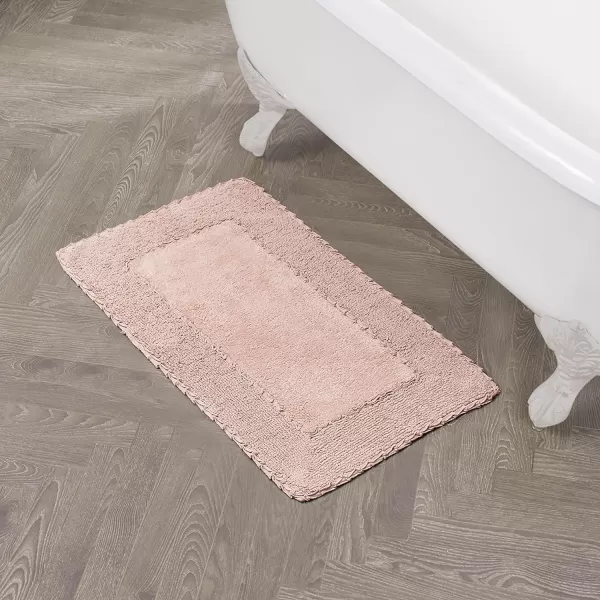 Laura Ashley Ruffle Cotton 2-Piece Bath Rug Set, Ivory