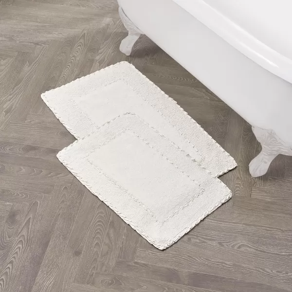 Laura Ashley Ruffle Cotton 2-Piece Bath Rug Set, Ivory