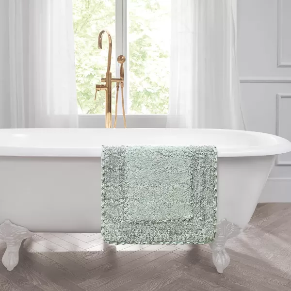 Laura Ashley Ruffle Cotton 2-Piece Bath Rug Set, Ivory