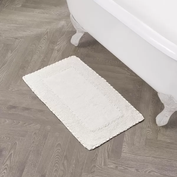 Laura Ashley Ruffle Cotton 2-Piece Bath Rug Set, Ivory
