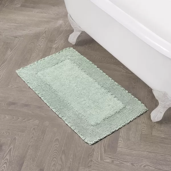 Laura Ashley Ruffle Cotton 2-Piece Bath Rug Set, Ivory