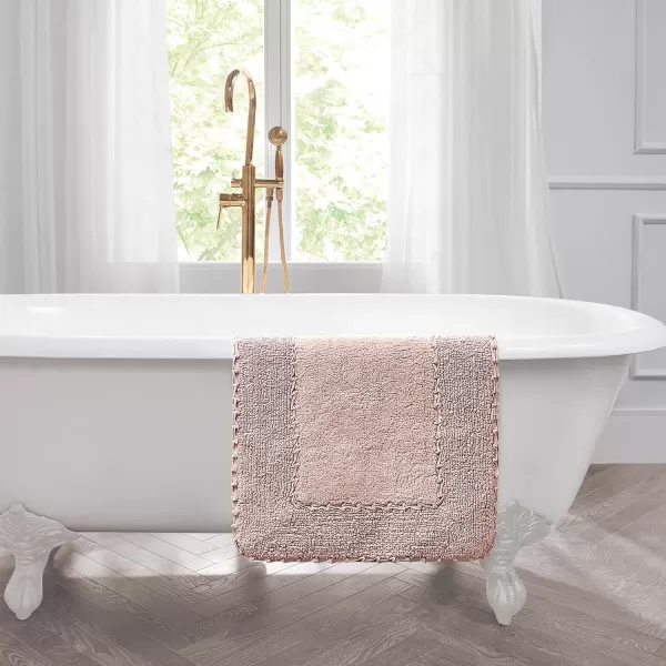 Laura Ashley Ruffle Cotton 2-Piece Bath Rug Set, Ivory