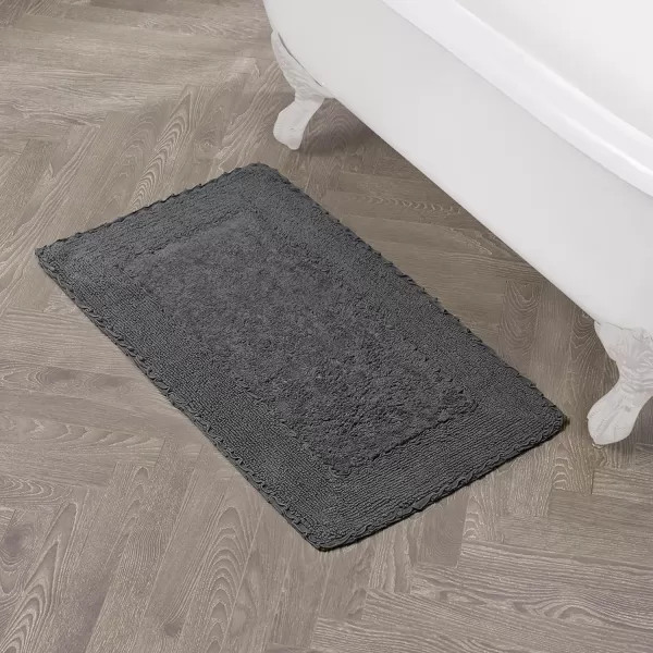 Laura Ashley Ruffle Cotton 2-Piece Bath Rug Set, Ivory