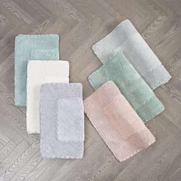 Laura Ashley Ruffle Cotton 2-Piece Bath Rug Set, Ivory