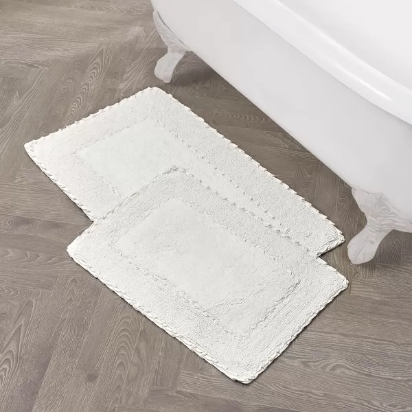 Laura Ashley Ruffle Cotton 2-Piece Bath Rug Set, Ivory